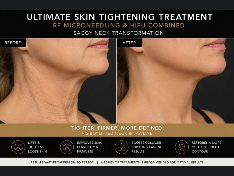 before and after Ultimate skin tightening treatment Earls Barton